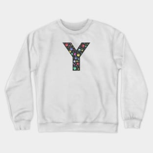 Y letter with colorful paw print Crewneck Sweatshirt